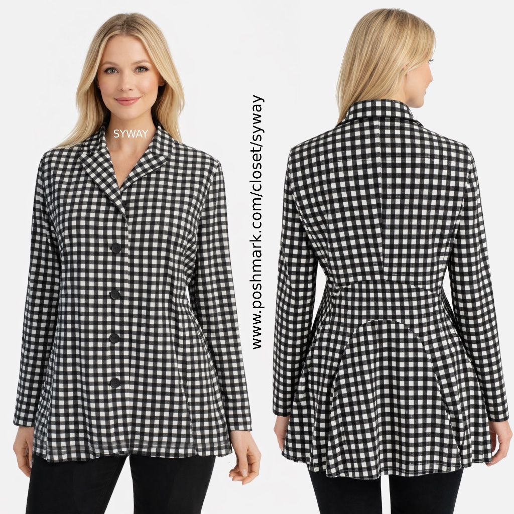 Rundholz Gingham Avant Garde Button Up Stretch Tunic